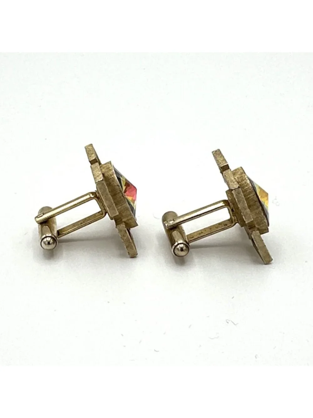 DANTE multicolor rivoli cufflinks - vtg midcentury modern gold-tone cuff links